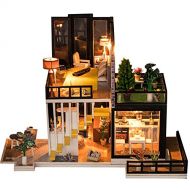 SEPTEMBER Modern Urban Fashion Villa Miniature Furniture Kits LED Lights Child Toy Creative Birthday Gift Xmas Gift