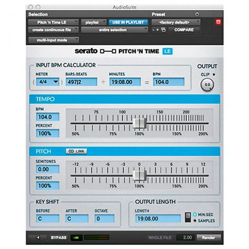  SERATO},description:Pitch n Time LE makes professional quality pitch-shifting and time-stretching more accessible than ever before. Pitch n Time is optimized to work with Logic Pro