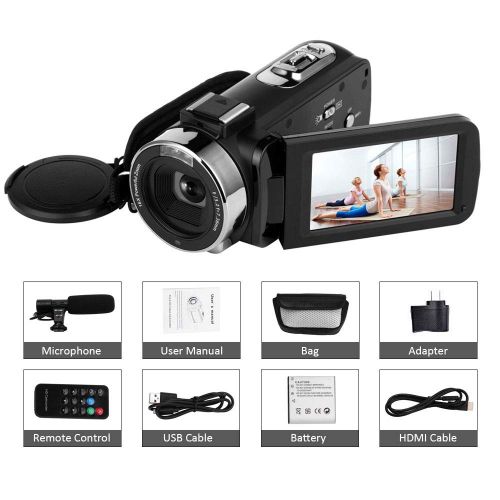  SEREE Camcorder 4K 30MP WiFi Control Digital Camera 3.0” Touch Screen Night Vision Video Camcorder Vlogging Camera with External Microphone