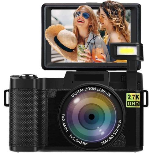  SEREE Digital Camera Vlogging Camera 2.7K 24MP Full HD Camera for YouTube 3.0 Inch 180 Degree Rotation Flip Screen with Retractable Flash Light