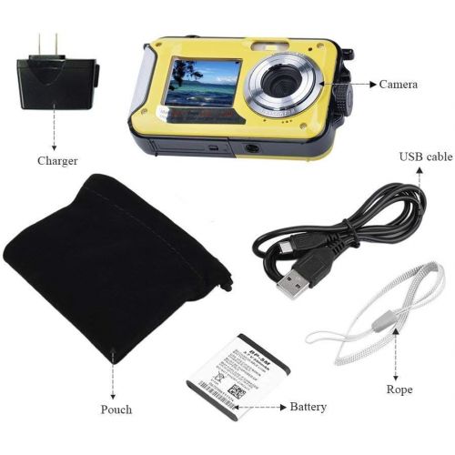  SEREE Underwater Camera Camcorder FULL HD 1080P for Snorkeling 24.0 MP Waterproof Point and Shoot Digital Camera Dual Screen Action Camera