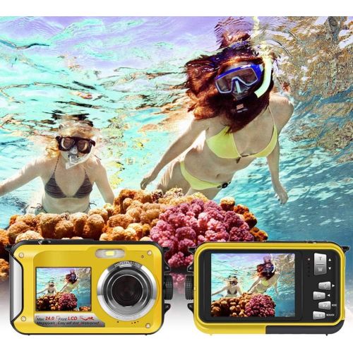  SEREE Underwater Camera Camcorder FULL HD 1080P for Snorkeling 24.0 MP Waterproof Point and Shoot Digital Camera Dual Screen Action Camera