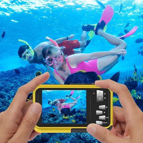  SEREE Underwater Camera Camcorder FULL HD 1080P for Snorkeling 24.0 MP Waterproof Point and Shoot Digital Camera Dual Screen Action Camera