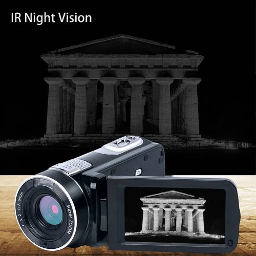  SEREE Video Camera Camcorder 1080P 24.0MP Digital Camera with 3.0 inch LCD 270 Degrees Rotation Screen Remote Control Vlogging Camera for YouTube