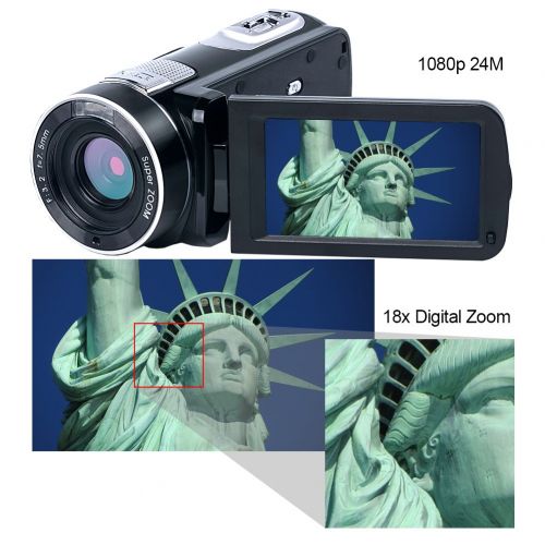  SEREE Video Camera Camcorder 1080P 24.0MP Digital Camera with 3.0 inch LCD 270 Degrees Rotation Screen Remote Control Vlogging Camera for YouTube