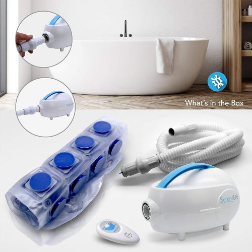  SereneLife Relax Portable Spa Bubble Bath Massager - Thermal Spa Waterproof Non-slip Mat with Suction Cup Bottom, Motorized Air Pump & Adjustable Bubble Settings - Remote Control Included - Serenel