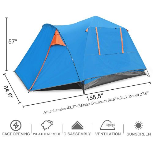  SESAME STAR Sesame Star Family Tents for 3 4 5 6 Person,Instant Pop Up Tent,Beach Tent Sun Shelters,Automatic Tents for Camping