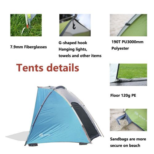  SESAME STAR Sesame Star Family Tents for 3 4 5 6 Person,Instant Pop Up Tent,Beach Tent Sun Shelters,Automatic Tents for Camping