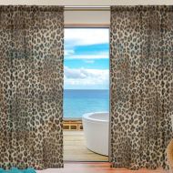 SEULIFE Window Sheer Curtain Animal Tiger Leopard Print Voile Curtain Drapes for Door Kitchen Living Room Bedroom 55x78 inches 2 Panels