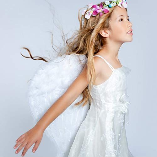  SEVADA Angel Wings and Halo for Kids Halloween Costume Feather Angel Wing for Girls Women Adult