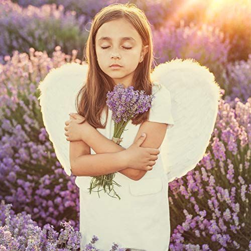  SEVADA Angel Wings and Halo for Kids Halloween Costume Feather Angel Wing for Girls Women Adult