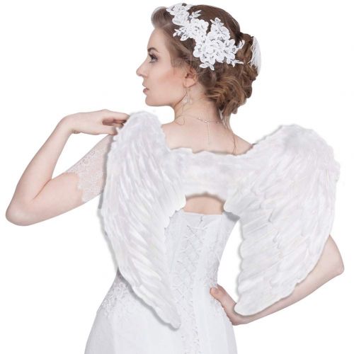  SEVADA Angel Wings and Halo for Kids Halloween Costume Feather Angel Wing for Girls Women Adult