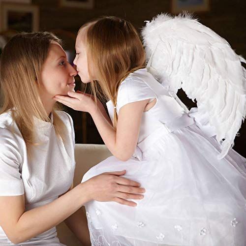  SEVADA Angel Wings and Halo for Kids Halloween Costume Feather Angel Wing for Girls Women Adult