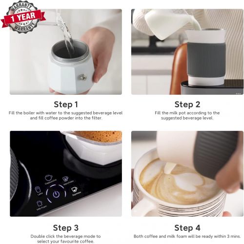  SEVEN&ME Expresso Coffee Machines Single-Serve Coffee Maker with Milk Frother, Cappuccino Machine and Latte Machine, Espresso Coffee Machine Barista-Quality Coffee for Home Office