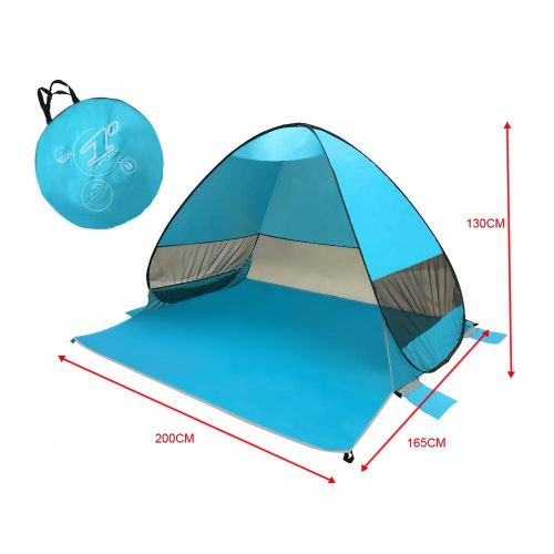  SEVEN HITECH Beach Tent Pop Up Beach Umbrella Outdoor Sun Shelter UV Protection UPF 50+ Sun Shade Portable Camping Fishing Hiking Canopy Easy Setup for 2 or 3 Person