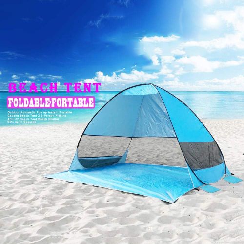 SEVEN HITECH Beach Tent Pop Up Beach Umbrella Outdoor Sun Shelter UV Protection UPF 50+ Sun Shade Portable Camping Fishing Hiking Canopy Easy Setup for 2 or 3 Person