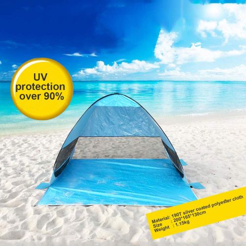  SEVEN HITECH Beach Tent Pop Up Beach Umbrella Outdoor Sun Shelter UV Protection UPF 50+ Sun Shade Portable Camping Fishing Hiking Canopy Easy Setup for 2 or 3 Person