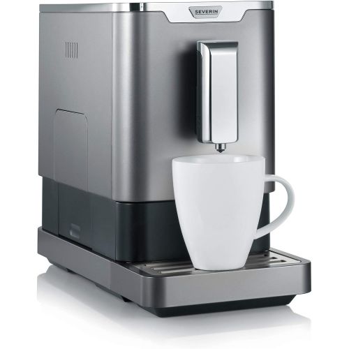  SEVERIN Kaffeevollautomat mit Mahlwerk, Fuer Kaffeebohnen, Ultrakompaktes Slim-Design, Eco-Modus, KV 8090, Grau/Schwarz