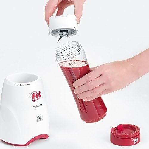  Severin SM 3748 Standmixer Smoothie Mix & Go, 0,6 L, weiss / rot