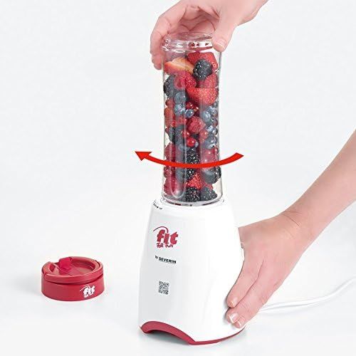  Severin SM 3748 Standmixer Smoothie Mix & Go, 0,6 L, weiss / rot