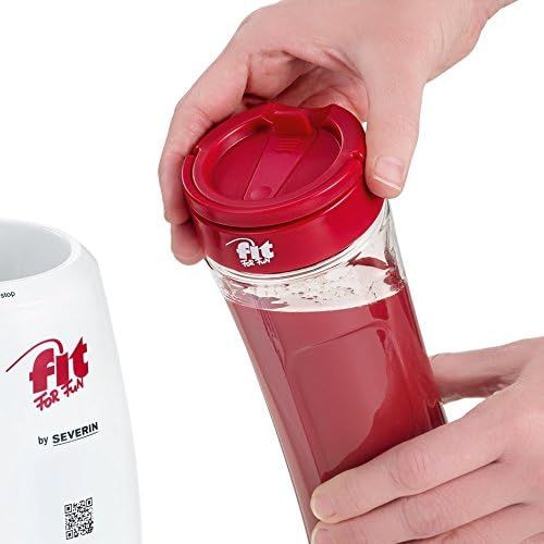  Severin SM 3748 Standmixer Smoothie Mix & Go, 0,6 L, weiss / rot