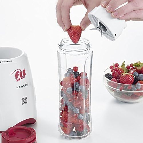  Severin SM 3748 Standmixer Smoothie Mix & Go, 0,6 L, weiss / rot