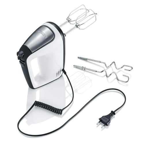  SEVERIN Handmixer mit Spiralkabel, ca. 400 W, HM 3830, Weiss/Schwarz