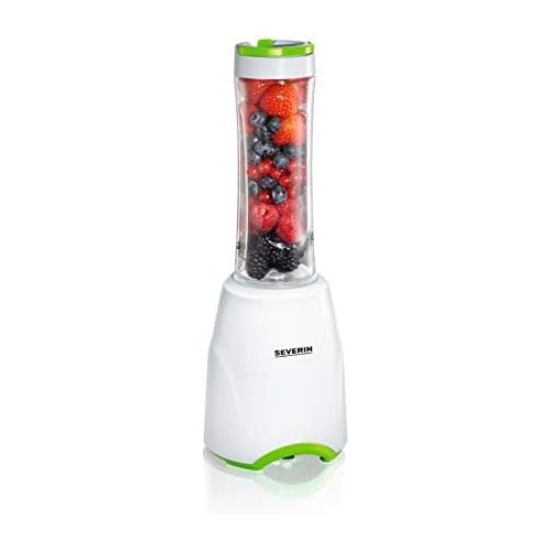  SEVERIN SM 3735 Smoothie Mix & Go (ca. 300 W, 600 ml, Inkl. 2 Trinkbehalter mit Deckel) weiss/gruen