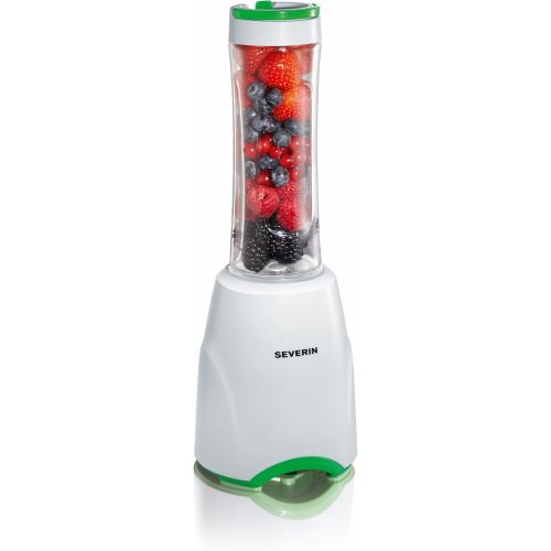  SEVERIN SM 3735 Smoothie Mix & Go (ca. 300 W, 600 ml, Inkl. 2 Trinkbehalter mit Deckel) weiss/gruen