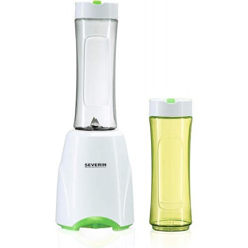  SEVERIN SM 3735 Smoothie Mix & Go (ca. 300 W, 600 ml, Inkl. 2 Trinkbehalter mit Deckel) weiss/gruen