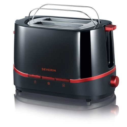  SEVERIN Automatik-Toaster, Inkl. Broetchen-Roestaufsatz, 2 Roestkammern, 800 W, AT 2292, Schwarz/Rot