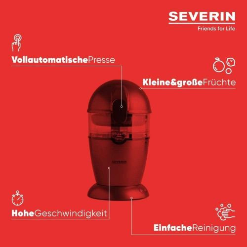  SEVERIN CP3537 Vollautomatische Citruspresse (50 W, Multi-Size Presskegel, 400 ml Volumen) metallic grau/schwarz