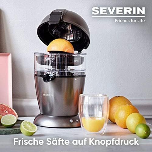  SEVERIN CP3537 Vollautomatische Citruspresse (50 W, Multi-Size Presskegel, 400 ml Volumen) metallic grau/schwarz