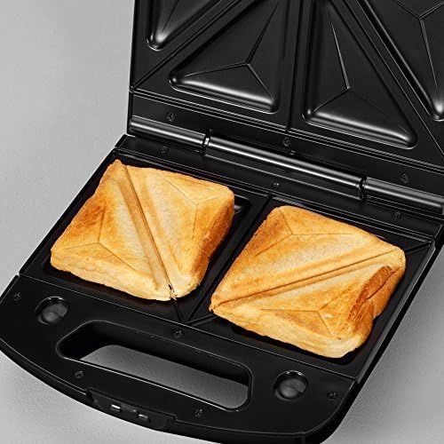  SEVERIN Sandwich-Toaster, 3-in-1 Funktion (Sandwich-, Grill-, Waffelplatte), 1.000 W, SA 2968, Schwarz/Chrom