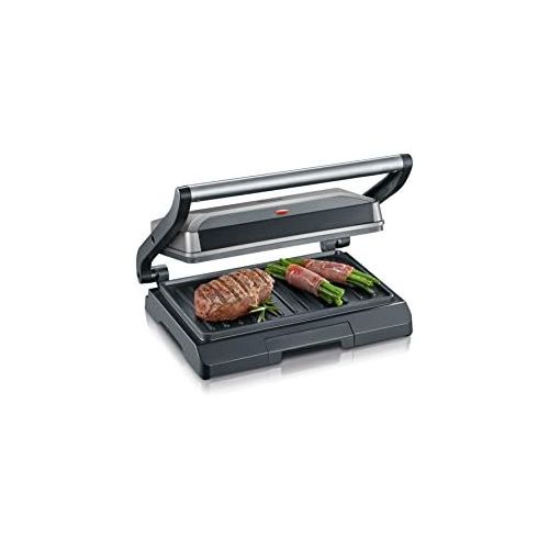  SEVERIN KG 2394 Kontaktgrill (800 W, Kompakt mit Slim-Design) metallic grau/schwarz