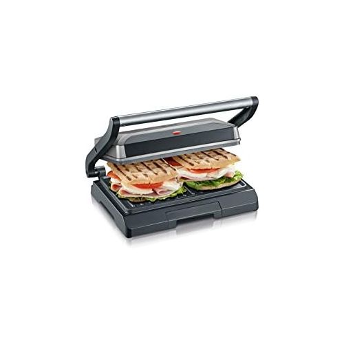  SEVERIN KG 2394 Kontaktgrill (800 W, Kompakt mit Slim-Design) metallic grau/schwarz