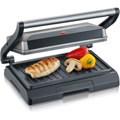  SEVERIN KG 2394 Kontaktgrill (800 W, Kompakt mit Slim-Design) metallic grau/schwarz