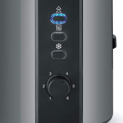  SEVERIN AT 9541 Automatik-Toaster (800 W, Inkl. Broetchen-Roestaufsatz, 2 Roestkammern) metallic grau/schwarz