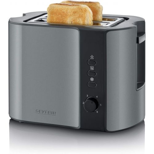  SEVERIN AT 9541 Automatik-Toaster (800 W, Inkl. Broetchen-Roestaufsatz, 2 Roestkammern) metallic grau/schwarz