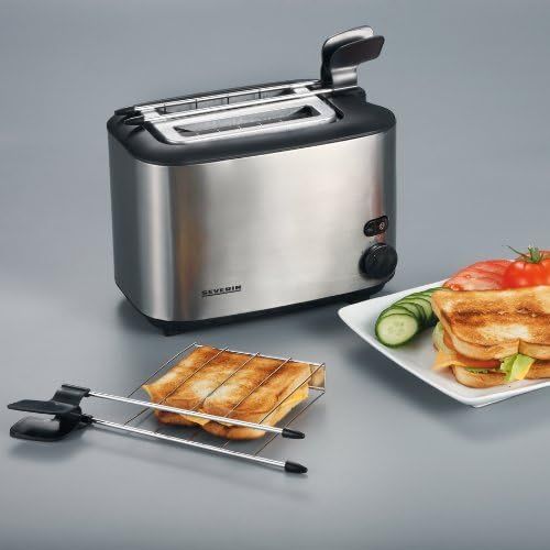 SEVERIN Automatik-Toaster, Inkl. Sandwich-Zangen, 2 Roestkammern, 540 W, AT 2516, Edelstahl/Schwarz
