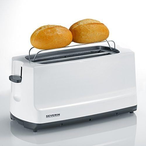  SEVERIN AT 2234 Automatik-Toaster (1.400 W, 2 Langschlitzkammern, Fuer bis zu 4 Brotscheiben) weiss/grau