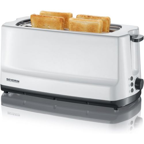  SEVERIN AT 2234 Automatik-Toaster (1.400 W, 2 Langschlitzkammern, Fuer bis zu 4 Brotscheiben) weiss/grau