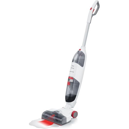  SEVERIN Severin SC 7148, Nasssauger fuer Hartboeden, 22,2V Lithium-Ionen Akku, Inklusive Spezialbuersten, hygenius free Li 30, Weiss/Rot/Grau