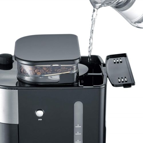  SEVERIN KA 4812 Kaffeeautomat mit Mahlwerk und Thermokanne (Fuer Kaffeebohnen und Filterkaffee, Timerfunktion, Automatische Abschaltung, bis zu 8 Tassen) edelstahl/schwarz