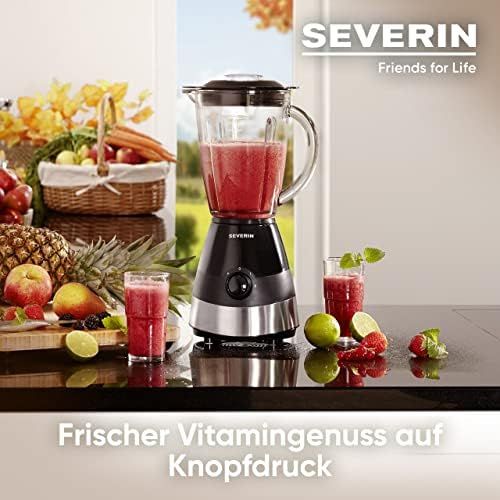  Severin SEVERIN Standmixer mit Glas-Mixbehalter, 1,5 L, ca. 550 W, SM 3718, Edelstahl/Schwarz