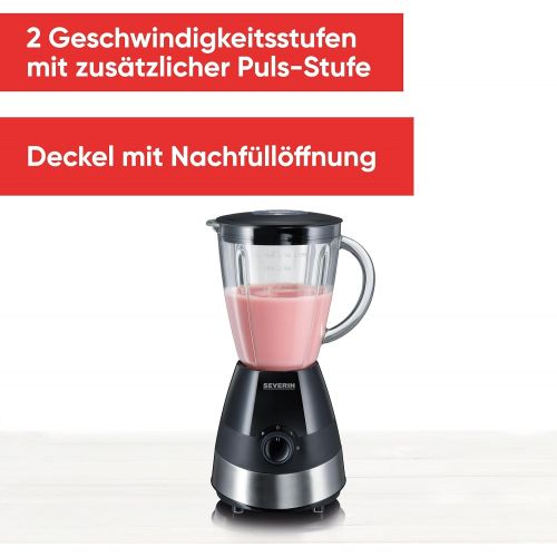  Severin SEVERIN Standmixer mit Glas-Mixbehalter, 1,5 L, ca. 550 W, SM 3718, Edelstahl/Schwarz