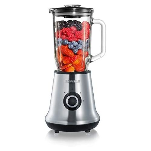  Severin SEVERIN Multimixer mit Smoothie Mix & Go, Inkl. 1 L Mixbehalter und 600 ml Trinkbecher mit Deckel, ca. 500 W, SM 3737, Edelstahl/Schwarz