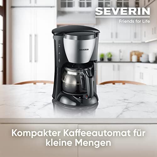  Severin SEVERIN KA 4805 Kaffeemaschine (Fuer gemahlenen Filterkaffee, 4 Tassen, Inkl. Glaskanne) edelstahl/schwarz