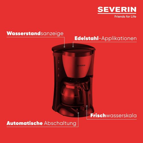  Severin SEVERIN KA 4805 Kaffeemaschine (Fuer gemahlenen Filterkaffee, 4 Tassen, Inkl. Glaskanne) edelstahl/schwarz