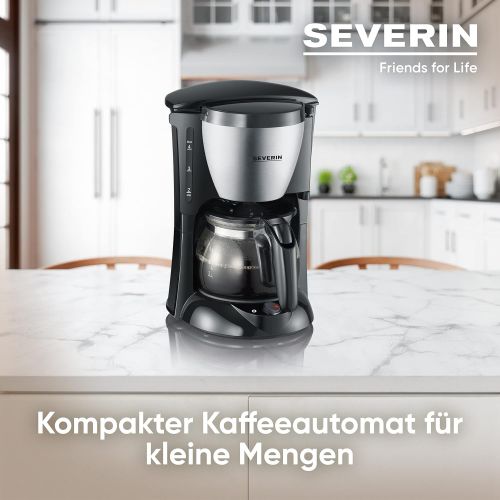  Severin SEVERIN KA 4805 Kaffeemaschine (Fuer gemahlenen Filterkaffee, 4 Tassen, Inkl. Glaskanne) edelstahl/schwarz